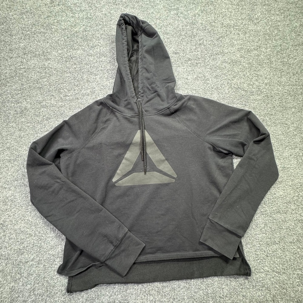 Reebok Hoodie Mens M Black Delta Graphic Pullover‎ Athletic Casual Activewear